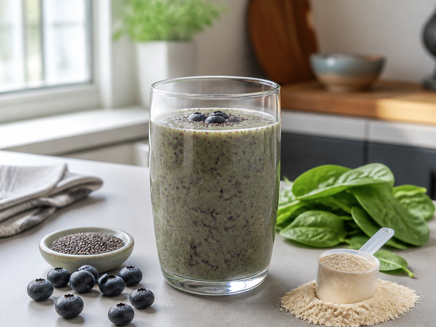 Grüner Protein-Smoothie mit Beeren